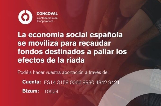 L'Economia Social espanyola es mobilitza per a recaptar fons destinats a pal·liar els efectes de la DANA a València